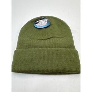 Pugs Mens Olive Green Knit Cuffed Beanie Hat CF1-Green New